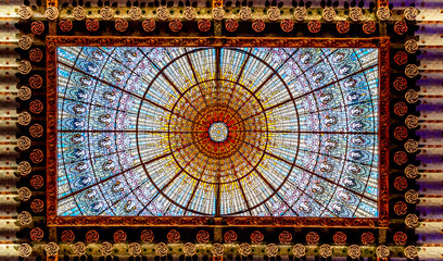 glass skylight of the palace of Catalan music