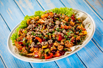 Kebab - grilled meat and vegetables