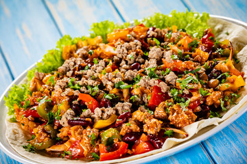 Kebab - grilled meat and vegetables