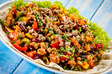 Kebab - grilled meat and vegetables