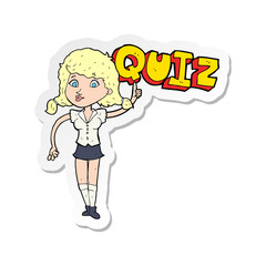 sticker of a quiz sign cartoon
