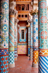 balcony of columns of the palace of Catalan music in the city of Barcelona
