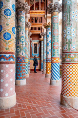 balcony of columns of the palace of Catalan music in the city of Barcelona