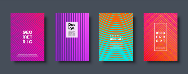 Fototapeta premium Modern abstract background with geometric shapes and lines. Colorful trendy minimal A4 template cover with acid colors and halftone gradient. EPS 10 vector illustration.