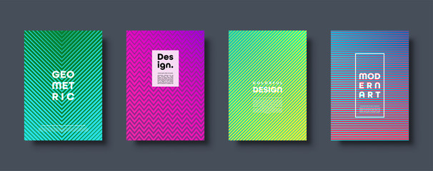 Modern abstract background with geometric shapes and lines. Colorful trendy minimal A4 template cover with acid colors and halftone gradient. EPS 10 vector illustration.