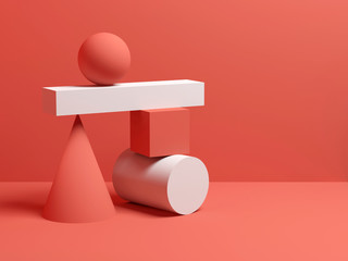 Abstract equilibrium still life installation 3d