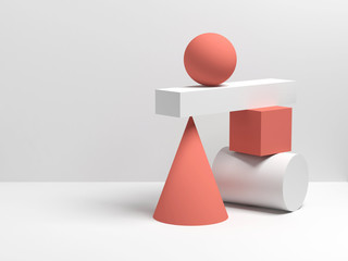 Abstract 3d equilibrium still life installation
