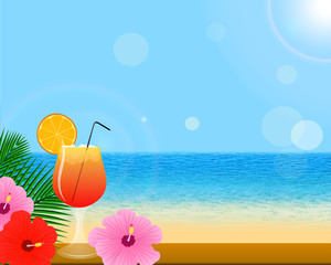 Summer background with tropical decoration. © GraffiTimi