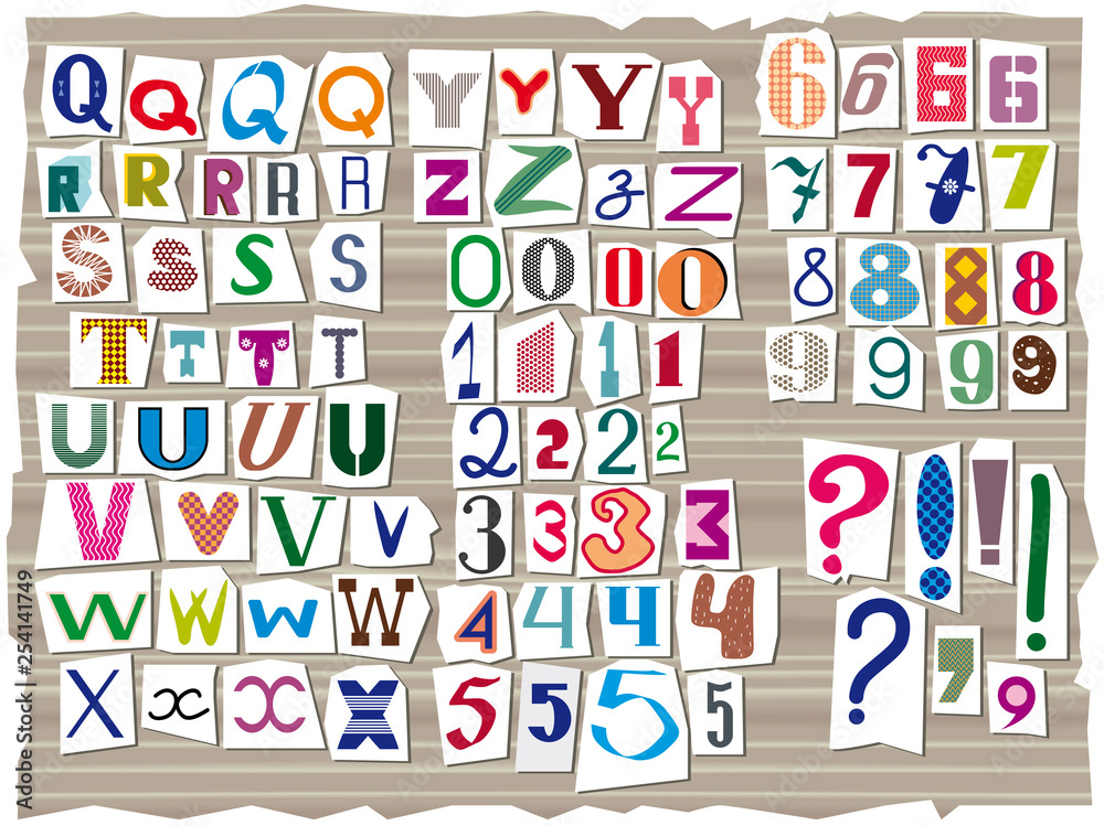 Fototapete the latin alphabet, made up of letters of different sizes and shapes, is composed in the style of in