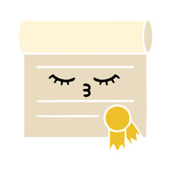 flat color retro cartoon certificate