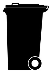 gz369 GrafikZeichnung - german - Mülltonne: Tonne - 240 Liter - Abfall / Müll richtig trennen - english - trash can for garbage - black simple template - DIN A3, A4 xxl g7309