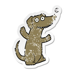 distressed sticker of a cartoon dog