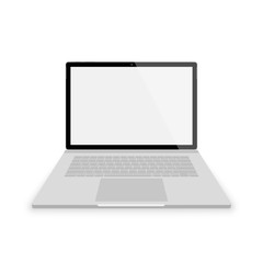 realistic gray laptop front view. vector illustrations isolated on white background. laptop with empty scrin