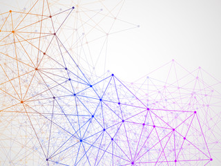 Abstract geometric background with connecting dots and lines. Modern technology concept. Colorful polygonal structure