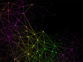 Abstract geometric background with connecting dots and lines. Modern technology concept. Colorful polygonal structure