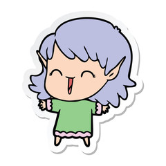 sticker of a cartoon elf girl