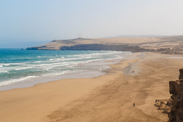 Morning view on the beach of Atlantic ocean coast, Morocco