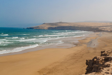 Morning view on the beach of Atlantic ocean coast, Morocco