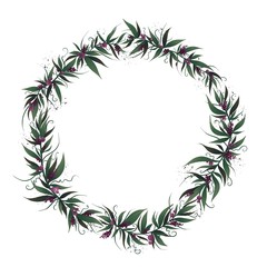 Nature frame of leafs berry and flowers 