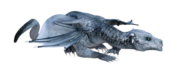 3D Rendering Fairy Tale Dragon on White