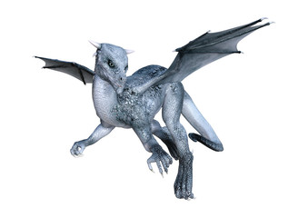 3D Rendering Fairy Tale Dragon on White