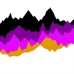 Vector colorful landscape with silhouettes of mountains, nature background