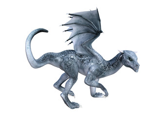 3D Rendering Fairy Tale Dragon on White