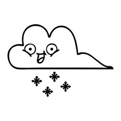 line drawing cartoon snow cloud