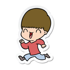 sticker of a happy cartoon boy