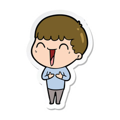 sticker of a cartoon happy man