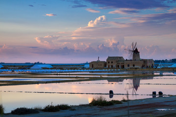 Naklejka premium Saline dello Stagnone di Marsala, Sicilia