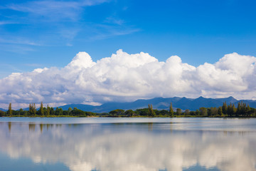 River and blue sky nature landscape