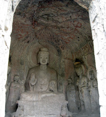Obraz premium buddha statue in chinese cave