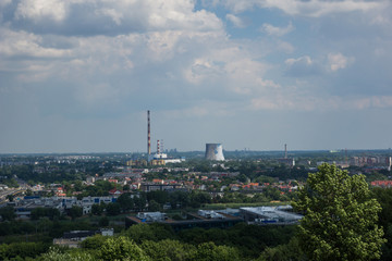 View from Krakus mound on the Cracow city, Malopolska, Poland