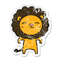 distressed sticker of a cartoon lion