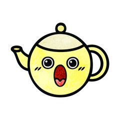 retro grunge texture cartoon tea pot