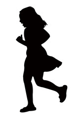girl running silhouette vector