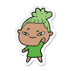 sticker of a cartoon woman