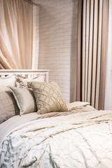 Bedroom bed quilt and pillow interior soft design