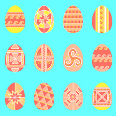 Easter eggs with folk naive ornament