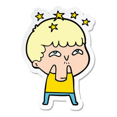 sticker of a cartoon amazed boy