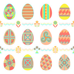 Easter eggs with folk naive ornament