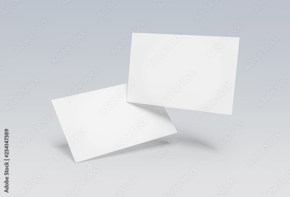 Wall mural floating business card mockup isolated 3d rendering