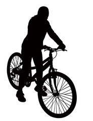 girl on bicycle, silhouette vector