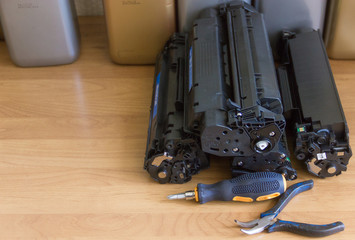 Laser printer cartridge refill concept, cartridge close-up