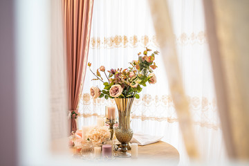 Interior design, floral fabric, decorative art