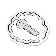 retro distressed sticker of a cartoon door key
