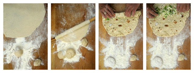 Making homemade pastry "(turkish pastry named gozleme)