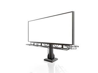 3D rendering of blank billboard (empty advertisement) isolated on white background - mock up template