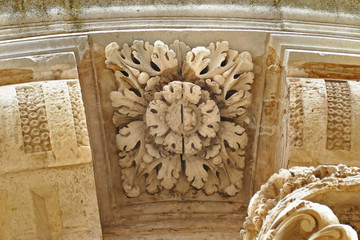 Details of the baroque that can be admired in the city of Lecce in Apulia, Italy